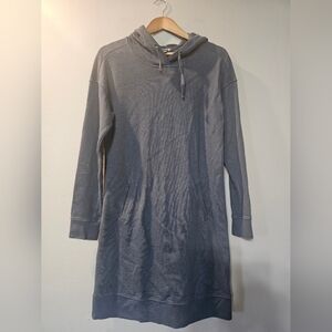 Toad&Co Follow Through Hooded Sweatshirt Dress Organic Cotton Blue Womens Size M